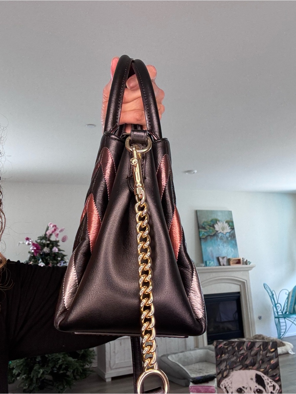 ❌❌❌SOLD Coach Mini Sage Carryall with Chevron Quilting in Black Multi F37872 EUC - Picture 7 of 17